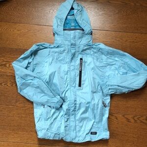 REI Elements Light Blue Raincoat/Windbreaker L